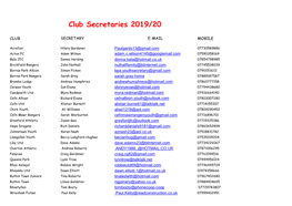 Club Secretaries 2019/20