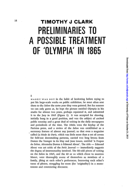 PRELIMINARIES to a POSSIBLE TREATMENT OF'olympia'in 1865 Downloaded From