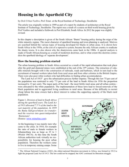 Housing in the Apartheid City by Dick Urban Vestbro, Prof