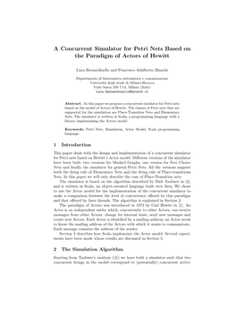 A Concurrent Simulator for Petri Nets Based on the Paradigm of Actors of Hewitt