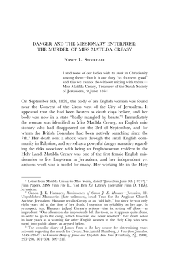 THE MURDER of MISS MATILDA CREASY Nancy L. Stockdale