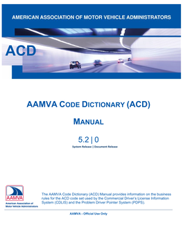 AAMVA Code Dictionary (ACD) Manual, Release 5.2.0