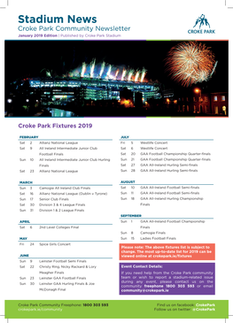 Stadium News Croke Park Community Newsletter January 2019 Edition | Published by Croke Park Stadium