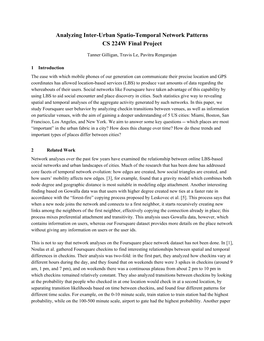 Analyzing Interurban Spatiotemporal Network Patterns CS 224W Final