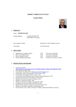 SHORT CURRICULUM VITAE Joseph Sifakis