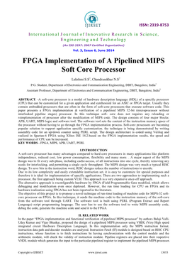 FPGA Implementation of a Pipelined MIPS Soft Core Processor