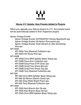 V11 Update: New Presets Added to Plugins