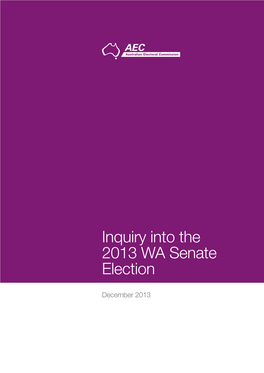 AEC Inquiry Into the 2013 WA Senate Election