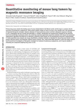 Quantitative Monitoring of Mouse Lung Tumors by Magnetic Resonance