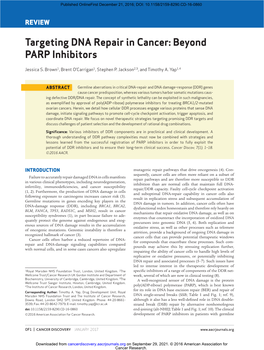 Targeting DNA Repair in Cancer: Beyond PARP Inhibitors