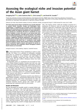 Assessing the Ecological Niche and Invasion Potential of the Asian Giant Hornet