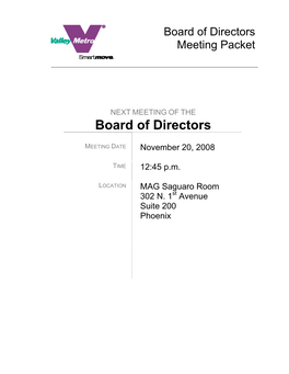 Board of Directors Meeting Packet