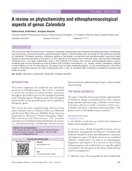 A Review on Phytochemistry and Ethnopharmacological Aspects of Genus Calendula