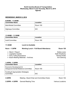 Board of Transportation Committees