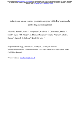 A Fat-Tissue Sensor Couples Growth to Oxygen Availability by Remotely Controlling Insulin Secretion