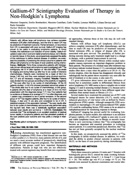 Gallium-67 Scintigraphy Evaluation of Therapy in Non-Hodgkin' S Lymphoma