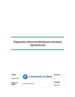 Digitaalse Dokumendihalduse Korraldus Riigihalduses