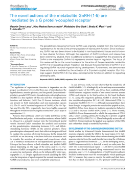 The Novel Actions of the Metabolite Gnrh-(1-5) Are