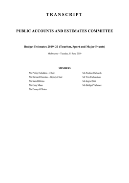 Public Accounts and Estimates Committee