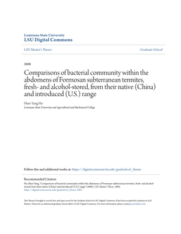 Comparisons of Bacterial Community Within the Abdomens of Formosan