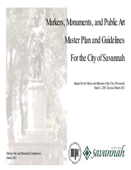 Markers, Monuments, and Public Art Master Plan And