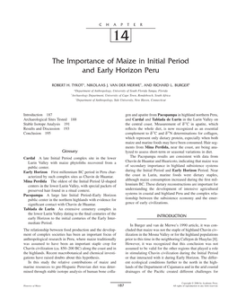 The Importance of Maize in Initial Period and Early Horizon Peru