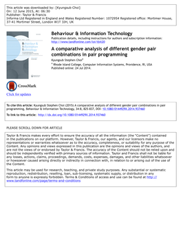 A Comparative Analysis of Different Gender Pair Combinations in Pair