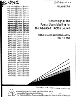 Proceedings of the Fourth Users Meeting for the Advanced Photon Source