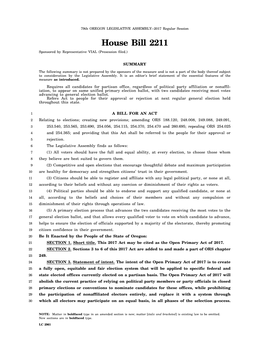 House Bill 2211 Sponsored by Representative VIAL (Presession Filed.)