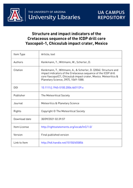 Structure and Impact Indicators of the Cretaceous Sequence of the ICDP Drill Core Yaxcopoil-1, Chicxulub Impact Crater, Mexico