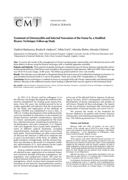 Treatment of Osteomyelitis and Infected Non-Union of the Femur by a Modified Ilizarov Technique: Follow-Up Study