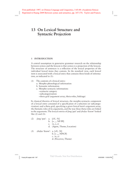 13 on Lexical Structure and Syntactic Projection