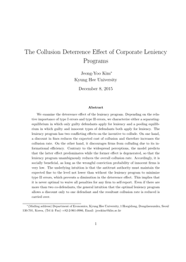 The Collusion Deterrence Effect of Corporate Leniency Programs