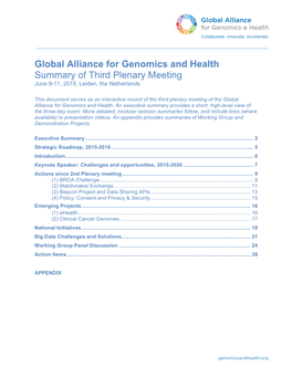 Global Alliance 3Rd Plenary Meeting