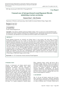 Unusual Case of Intraperitoneal Round Ligament Fibroid, Mimicking Ovarian Carcinoma