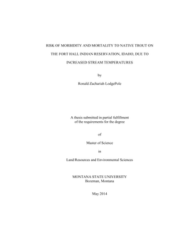 Risk of Morbidity and Mortality to Native Trout On