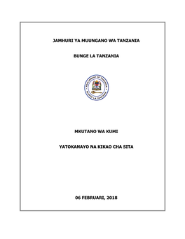 Jamhuri Ya Muungano Wa Tanzania Bunge La Tanzania