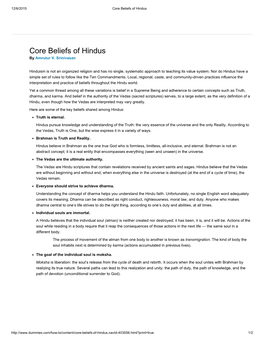 Core Beliefs of Hindus ­ for Dummies