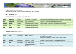 International Conference on Feminist Geographies and Intersectionality: Places, Identities and Knowledges