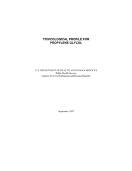 Toxicological Profile for Propylene Glycol