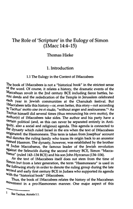 The Role of 'Scripture' in the Eulogy of Simon (Lmacc 14:4-15)