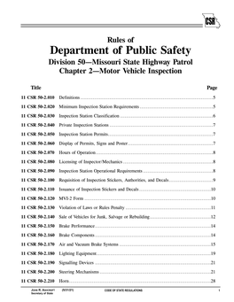 Chapter 2—Motor Vehicle Inspection