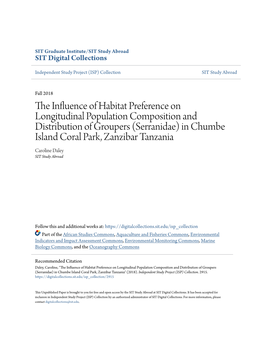 The Influence of Habitat Preference on Longitudinal Population Composition and Distribution of Groupers (Serranidae) in Chumbe Island Coral Park, Zanzibar Tanzania