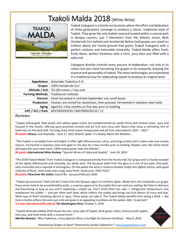 Txakoli Malda 2018(White Wine)