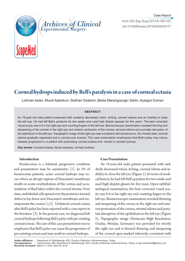 Corneal Hydrops Induced by Bell's Paralysis in a Case of Corneal Ectasia