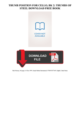 Download Thumb Position for Cello, Bk 2: Thumbs of Steel Free Ebook