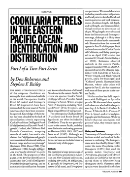 Cookilaria Petrels in the Eastern Pacific Ocean: Identification and Distribution