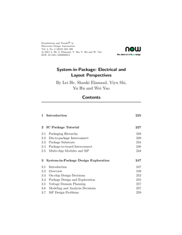 System-In-Package: Electrical and Layout Perspectives Contents