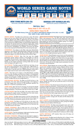 World Series Game Notes