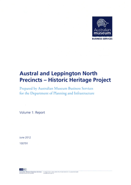 Austral and Leppington North Precincts - Historic Heritage Project Prepared by Australian Museum Business Services for the Department of Planning and Infrastructure